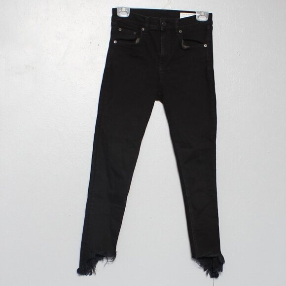 Rag and bone 10 inch Capri black raw jagged hem jeans - Picture 1 of 9